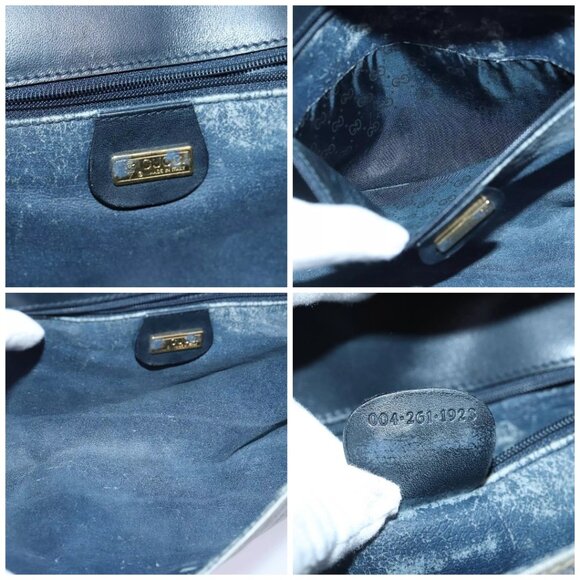 GUCCI Micro GG Supreme Shoulder Bag PVC Navy Gold Auth 88596 - Picture 15 of 16